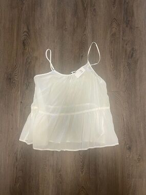 GAP White Sheer Tiered Camisole with Spaghetti Straps